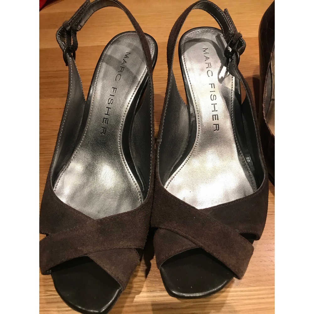 Marc Fisher brown Suede Wedge Sandals